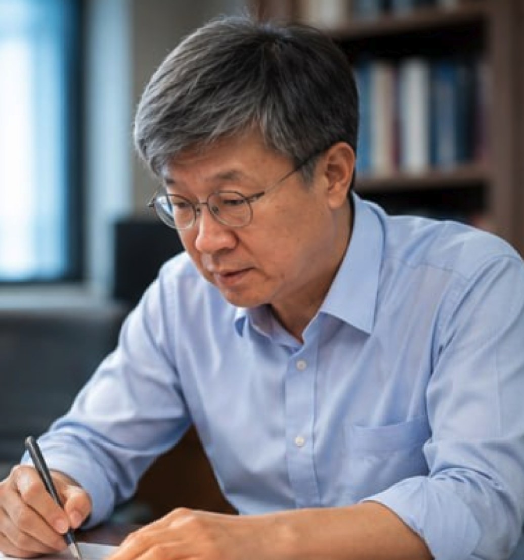 집무실에서 정책 구상 중인 이원우 후보